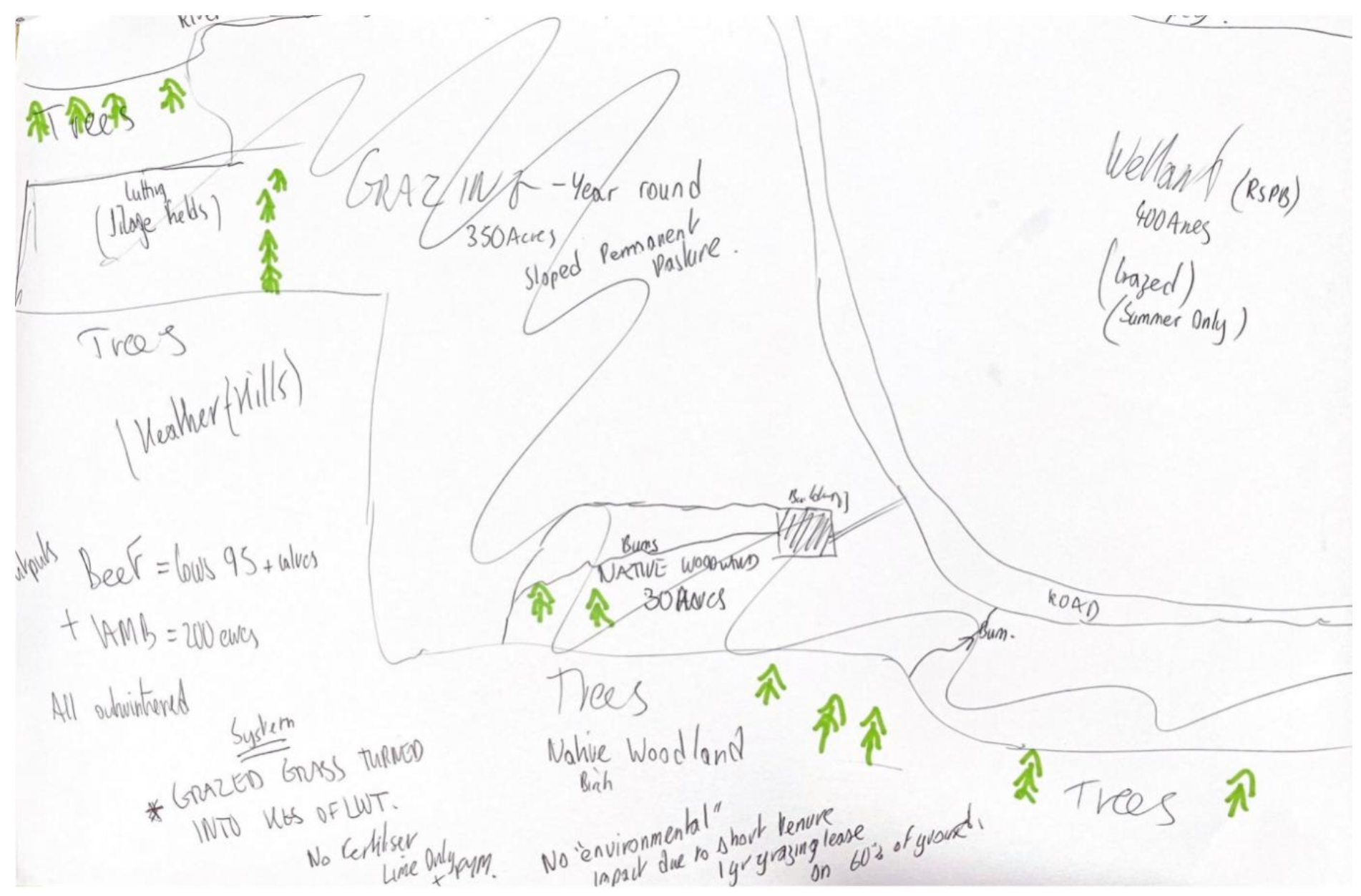 Examples of hand drawn map prepared by participants during in situ workshops