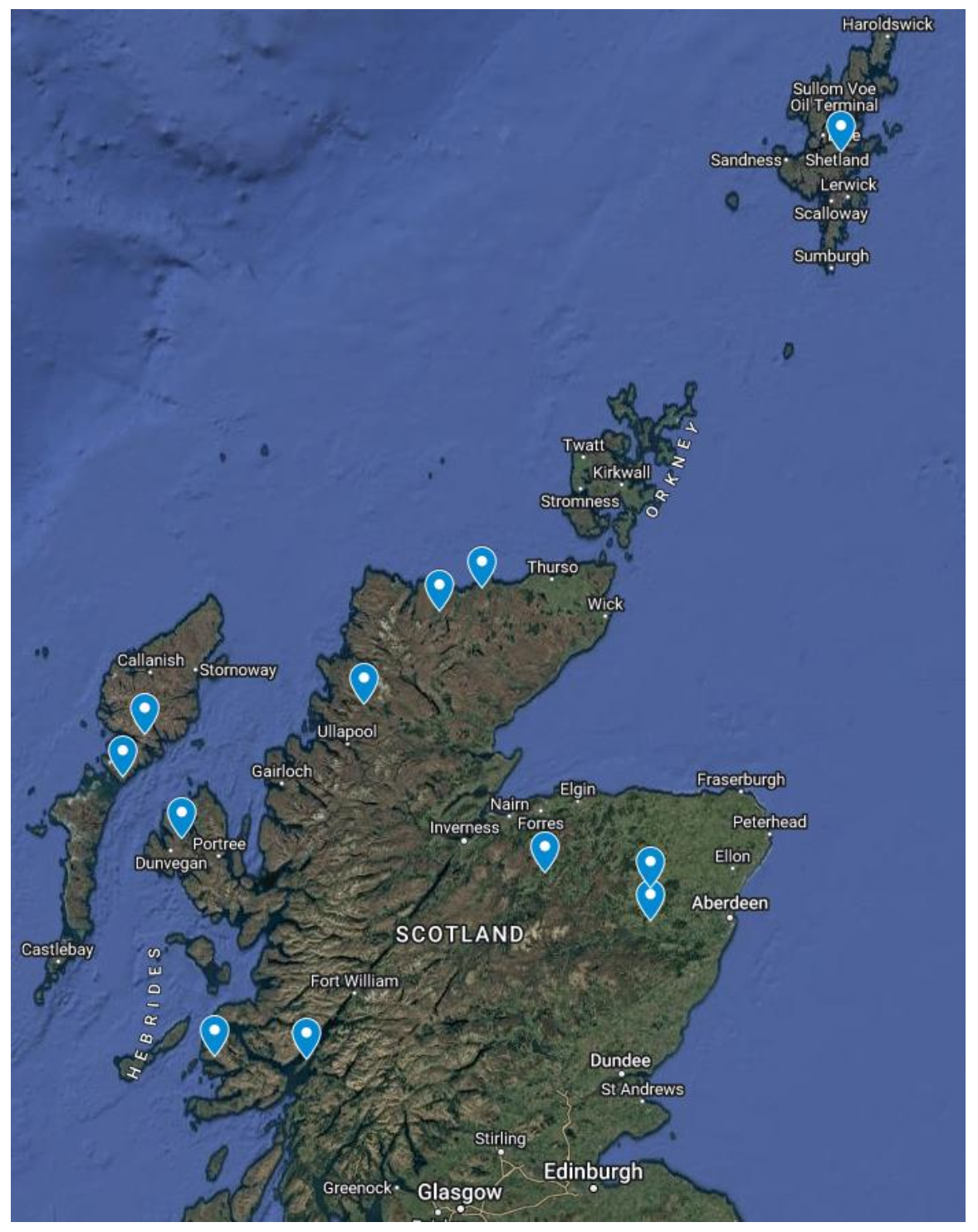 Map showing the geographic spread of interview participants. 