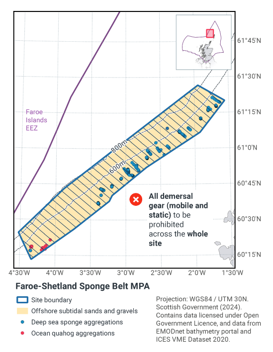 Map showing proposed restrictions prohibiting all demersal fishing (mobile and static) across the entire MPA
