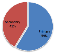 Graph 1 – the percentage of primary and secondary probationer teachers