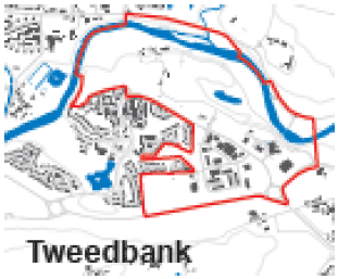 A map of Tweedbank including the boundary of the Central Borders Business Park where the Simplified Planning Zone is proposed