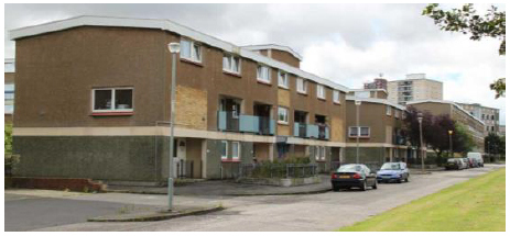 An image of maisionette housing at Pennywell Housing Estate, Edinburgh, which has been subject to recent regeneration proposals