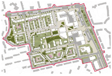 The map of the boundary and detail of the proposed Masterplan for the regeneration of Pennywell Housing Estate