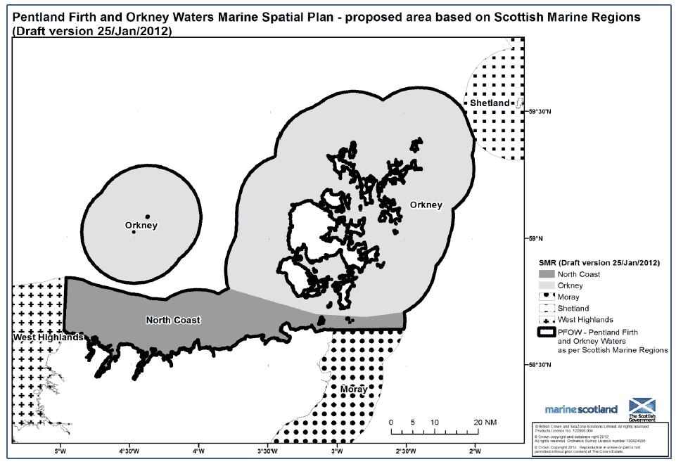 Pentland Firth and Orkeny Waters Marine Spatial Plan - proposed area based on Scottish Marine Regions (Draft version 25/Jan/2012)
