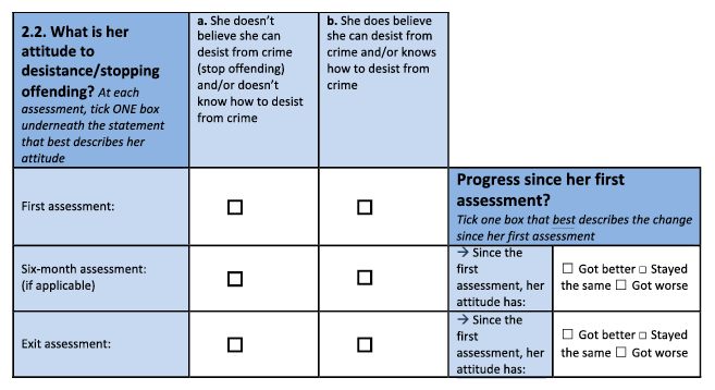 Figure 4: Example question from service user questionnaire