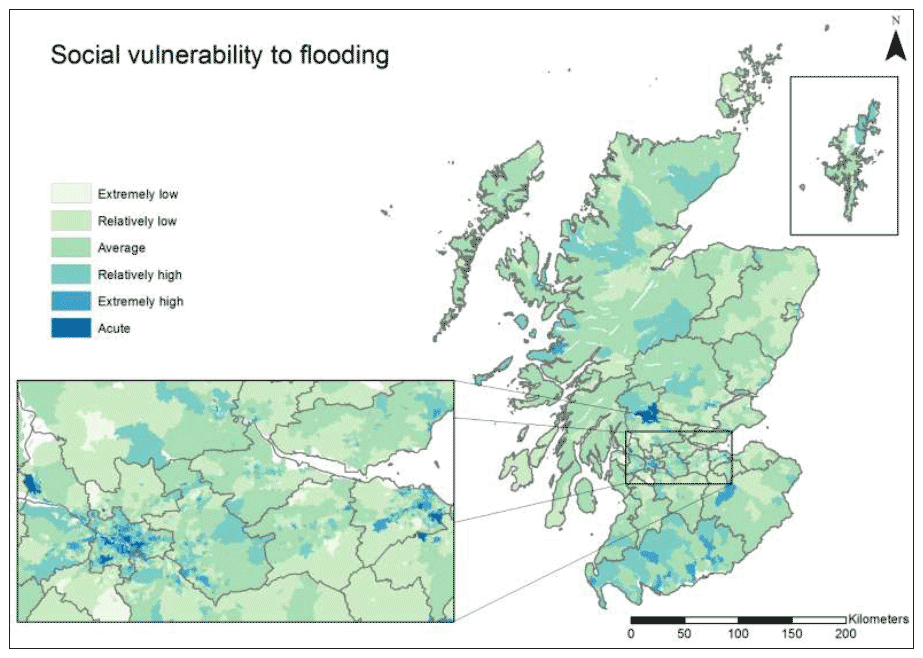 Figure 8. Social vulnerability to flooding in Scotland.