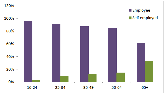 Figure 11: Employment by age group and employment status, Jan-Dec 2015