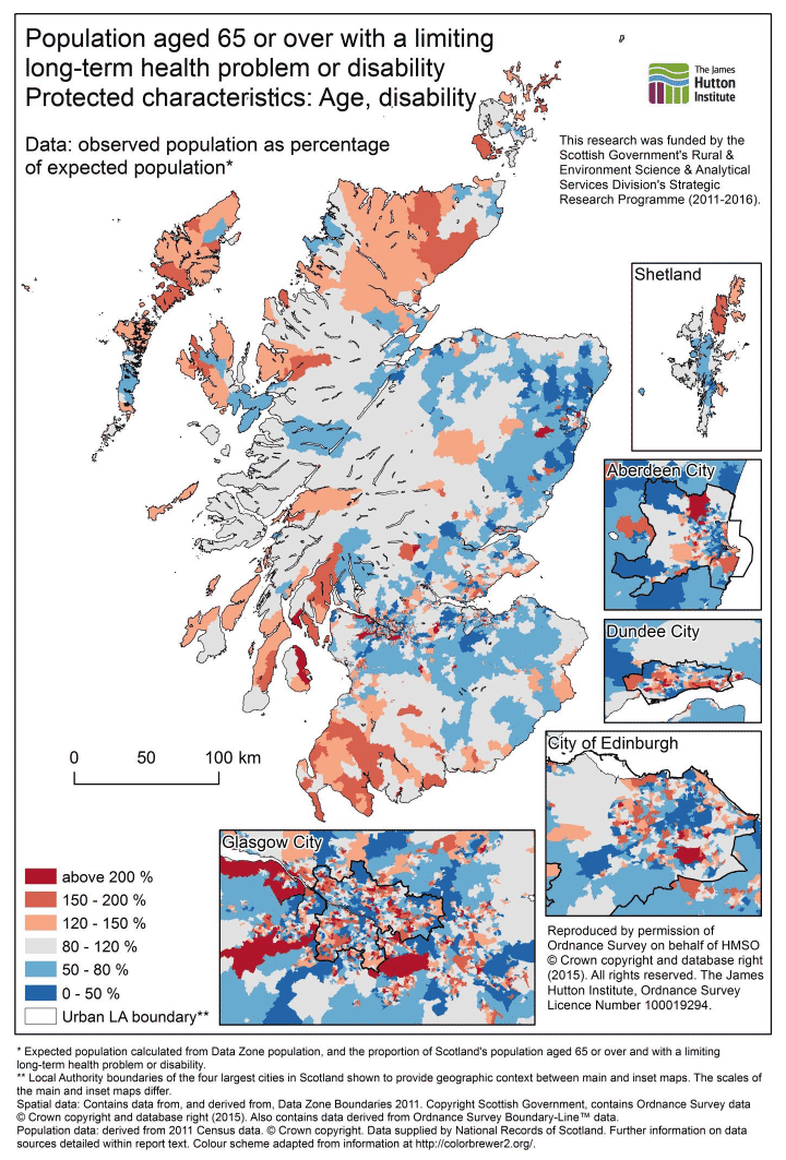Figure 5: Population aged 65 or over with a limiting long-term health problem or disability, Scotland.