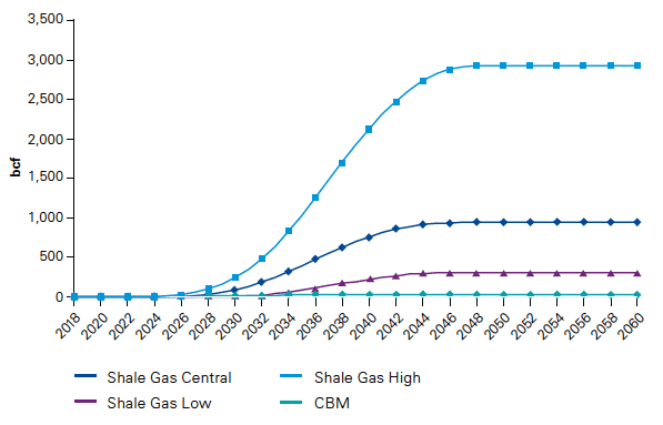 Figure 4.4 Shale gas total cumulative output.