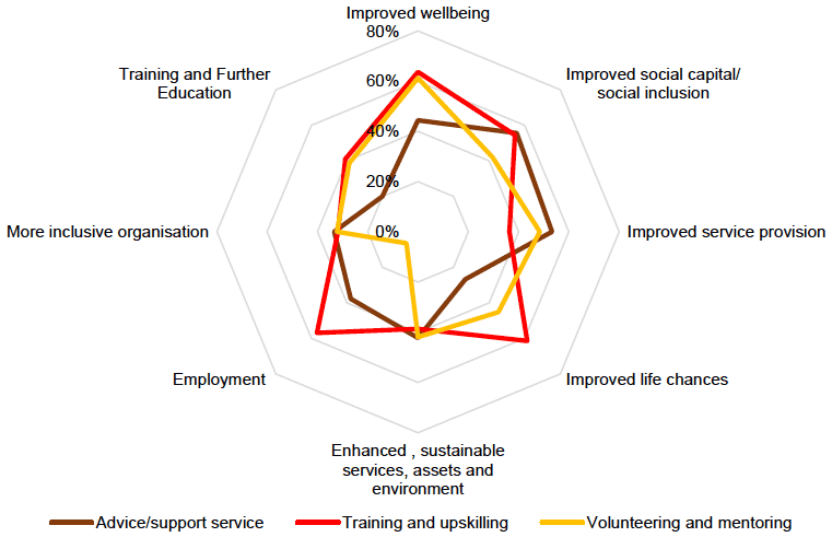 Figure C.18: % Experiencing Each Long-Term Outcome by Theme