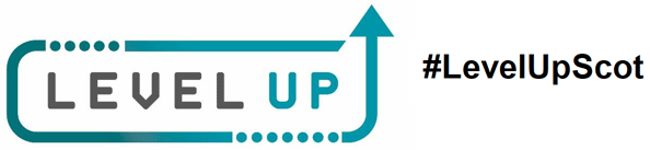 LevelUp logo and hashtag