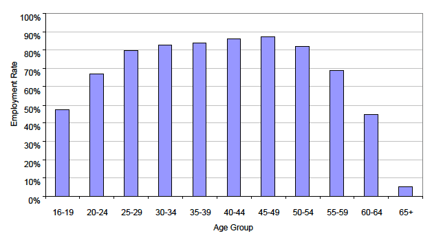 Figure 6: Scottish employment rates by age groups (2008)