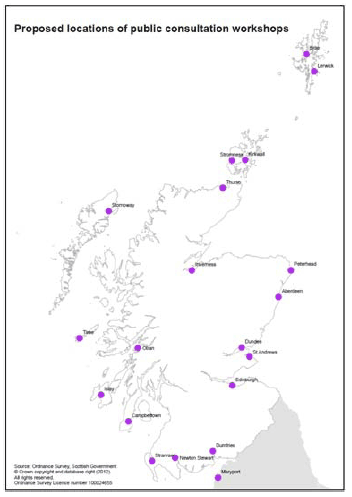 Proposed locations of Public Consultation Workshops