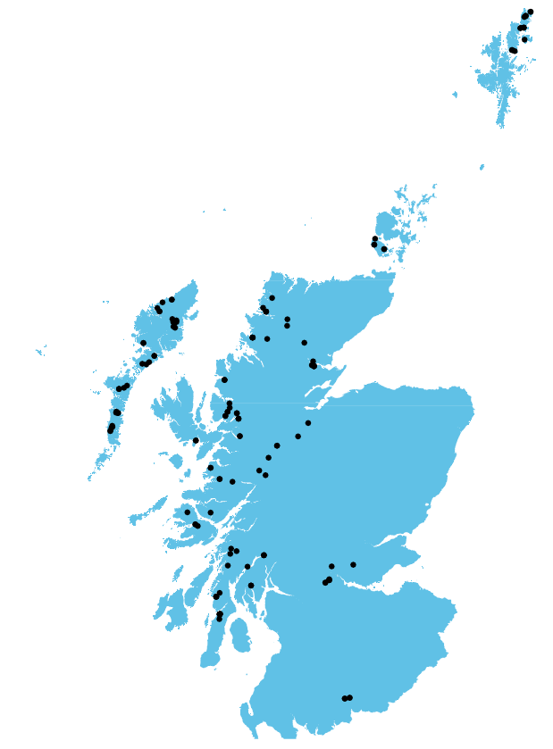 Figure 2: The distribution of active smolt sites in 2011