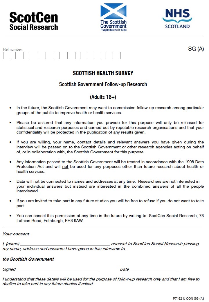 Scottish Health Records - consent to pass name and address to Scottish Government