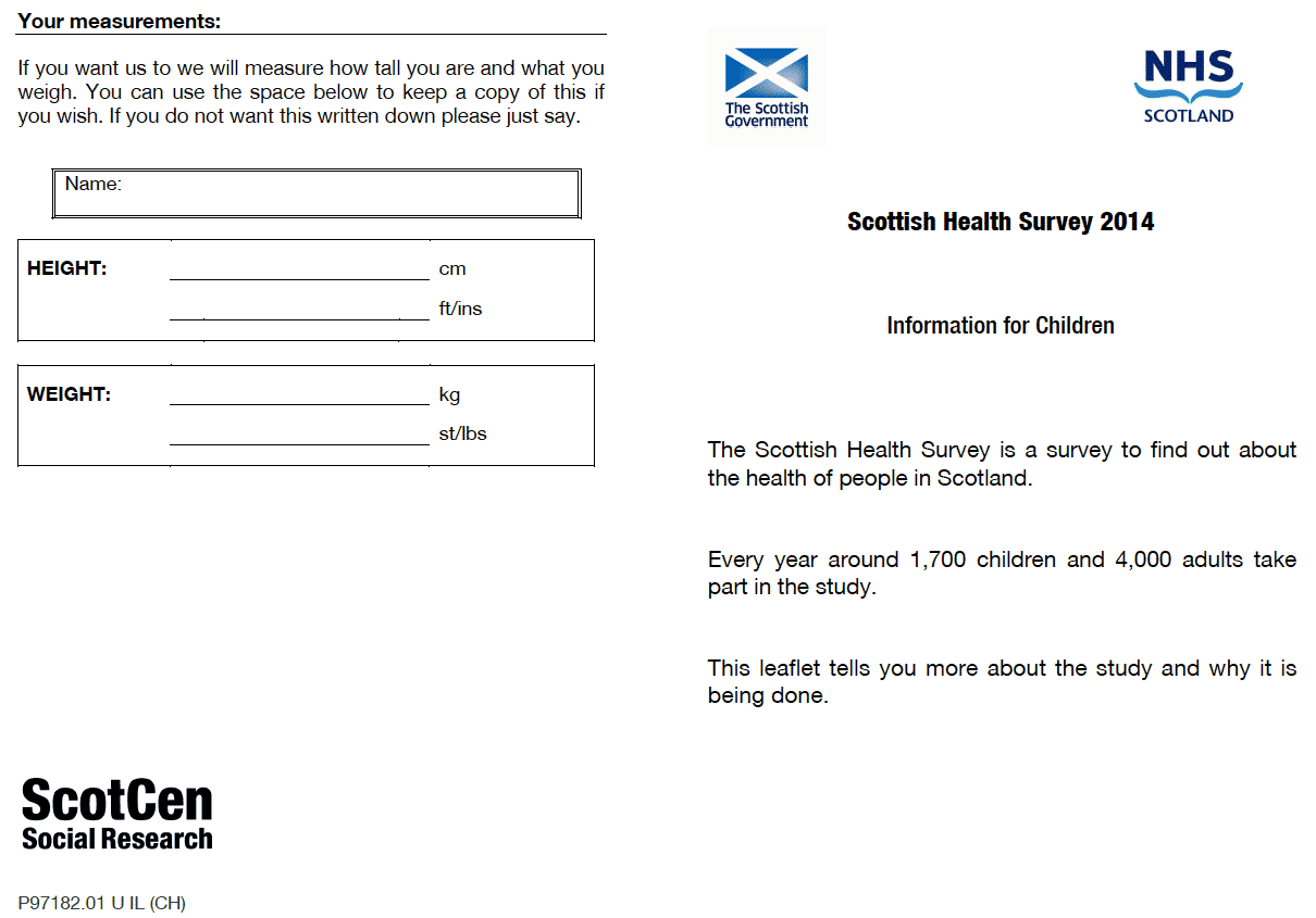 The 2014 Scottish Health Survey Information for children
