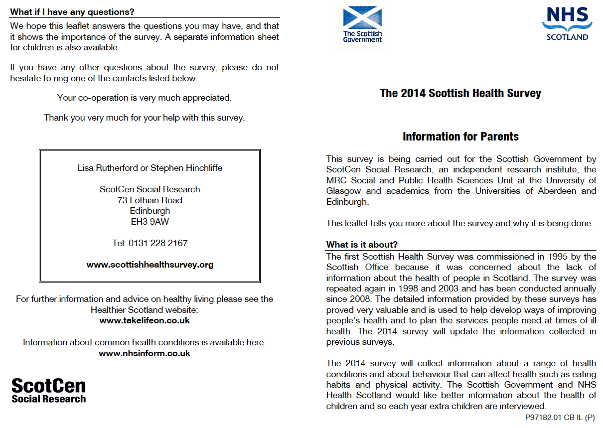 The 2014 Scottish Health Survey Information for Parents