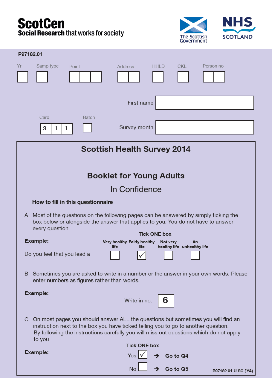 Scottish Health Survey 2014 Booklet for Young Adults