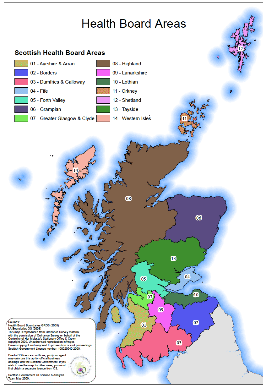 Map - Health Board areas