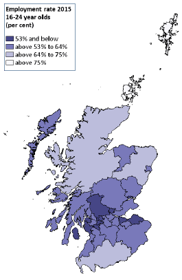 Employment rate 2015 16-24 year olds