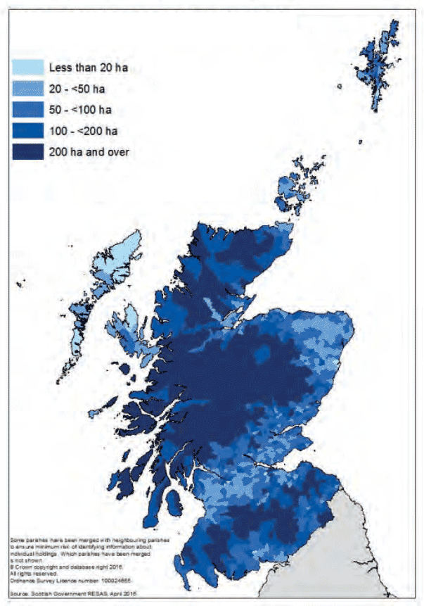 Map 3 Average holding size, by parish