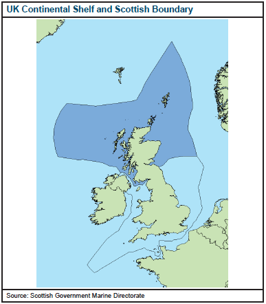 Uk Continental Shelf and Scottish Boundary, Source: Scottish Government Marine Directorate