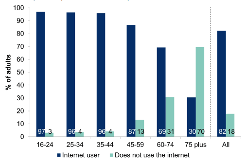 Figure 8.6: Use of internet by age