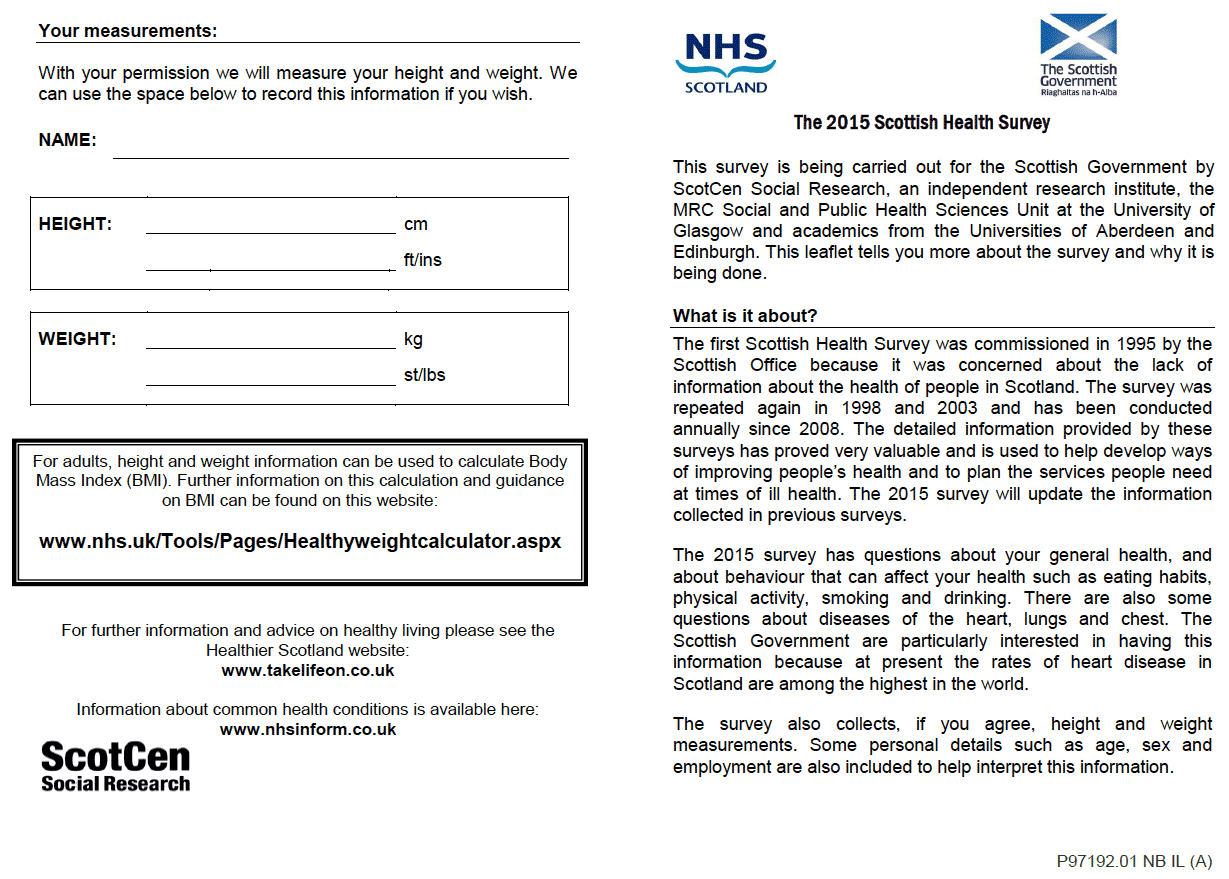 Information Leaflet for Adults (Version A sample - no biological module)