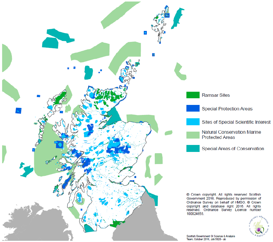 Map of Nature Conservation Areas in Scotland