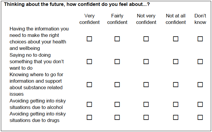 Figure A.21: Version one question about confidence in future wellbeing choices