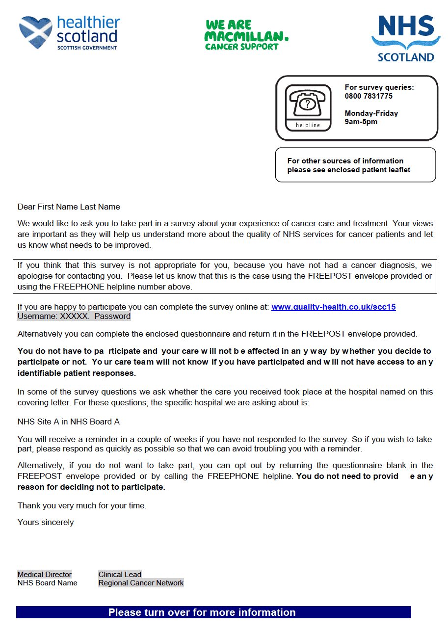 Survey materials - Covering Letter