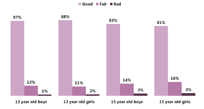 Figure 6.1 Self-rated health, by age and gender (2015)