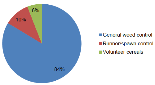 Figure 23: Reasons for use of herbicides on all raspberry crops (where specified) – 2016