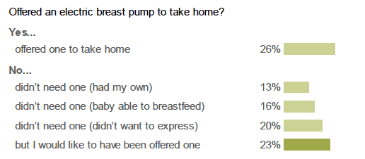 Figure 3.8: Were you offered an electric breast pump to take home? (Percentage of respondents who selected each response. Respondents whose baby spent time in extra care).