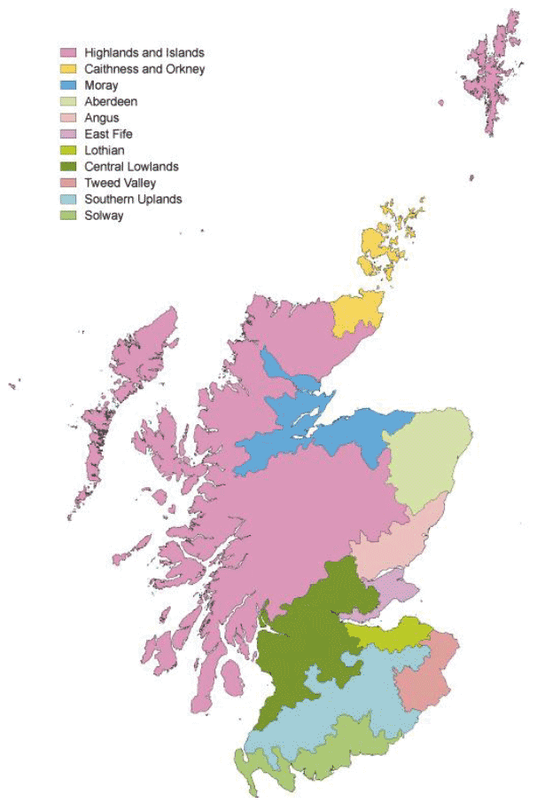 Figure 11 Land use regions of Scotland