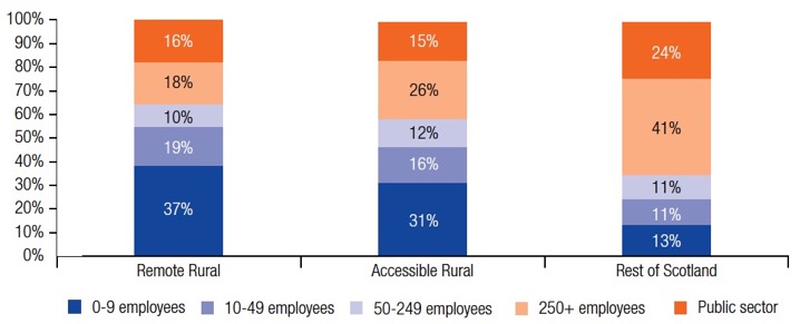 Figure 20: Employment by size of firm and geographic area, 2017 