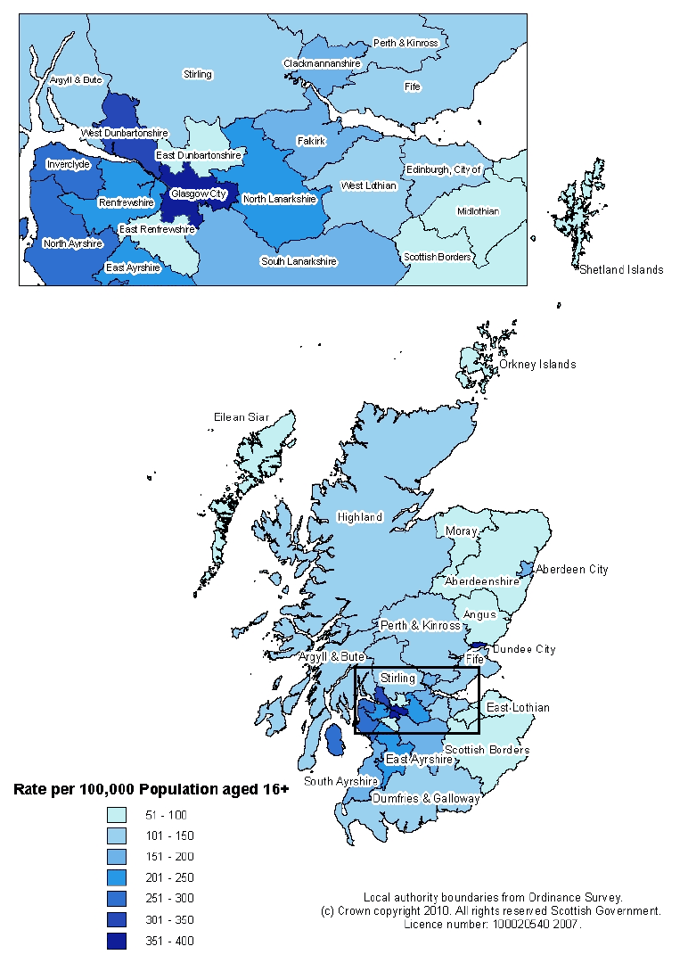 Chart 4 Imprisonment rate per 100,000 population (Scotland): June 2009