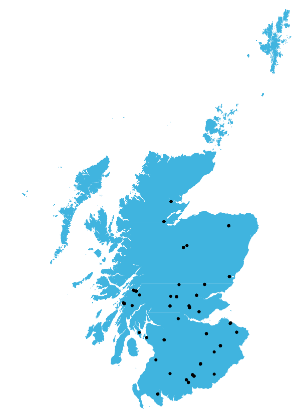 Figure 1: The distribution of active rainbow trout sites in 2011