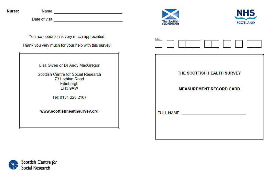 Measurement Record Card Measurement Record Card