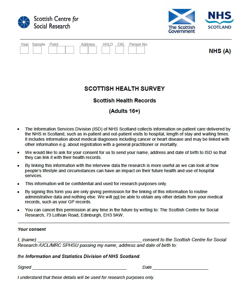 NHS record linkage consent forms for adults and children NHS record linkage consent forms for adults and children