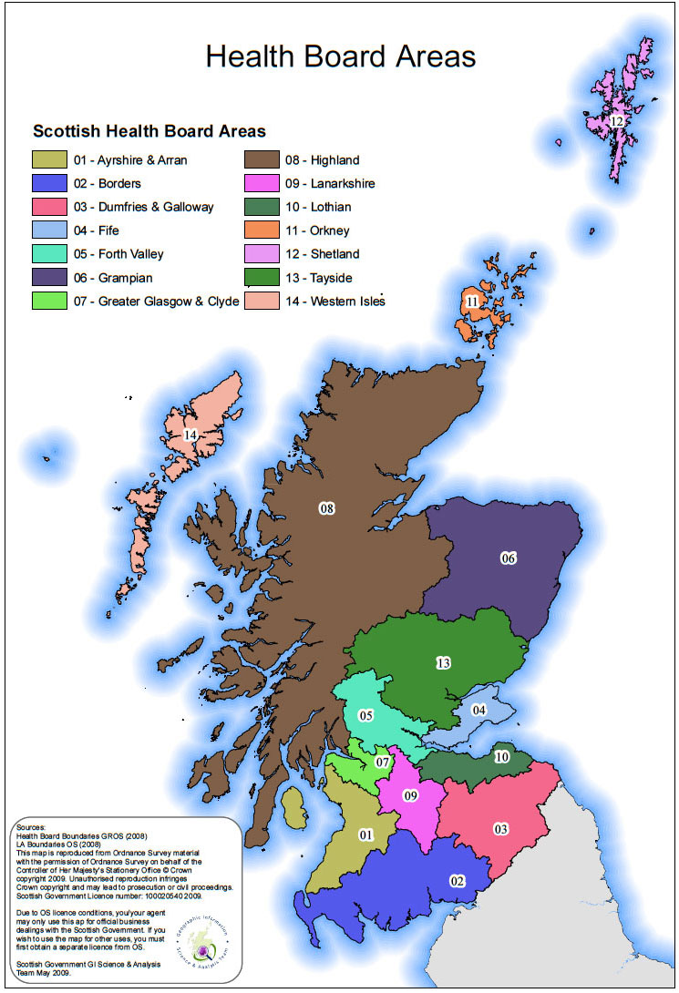 Health Board Areas Map Health Board Areas Map