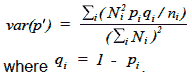 The variance of the standardised proportion