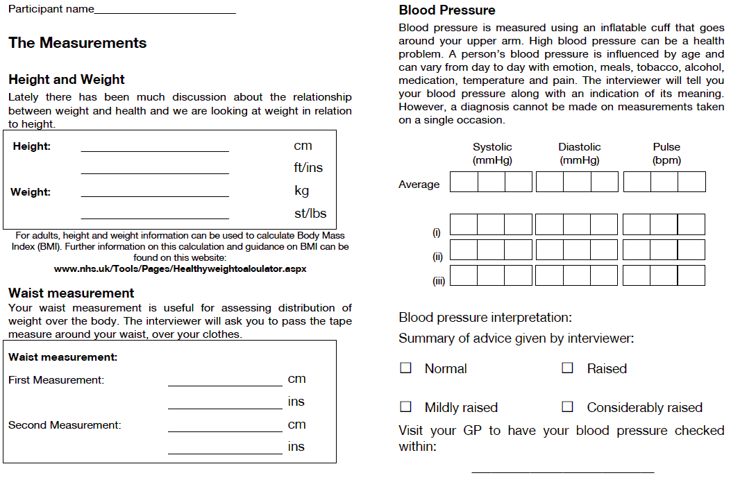 Measurement Record Card - part 1