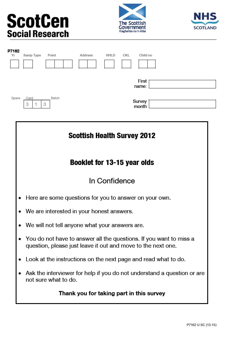 booklet for 13-15 year olds - cover