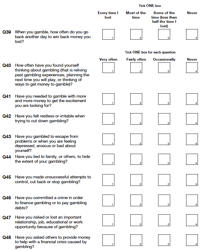questions 39 to 48