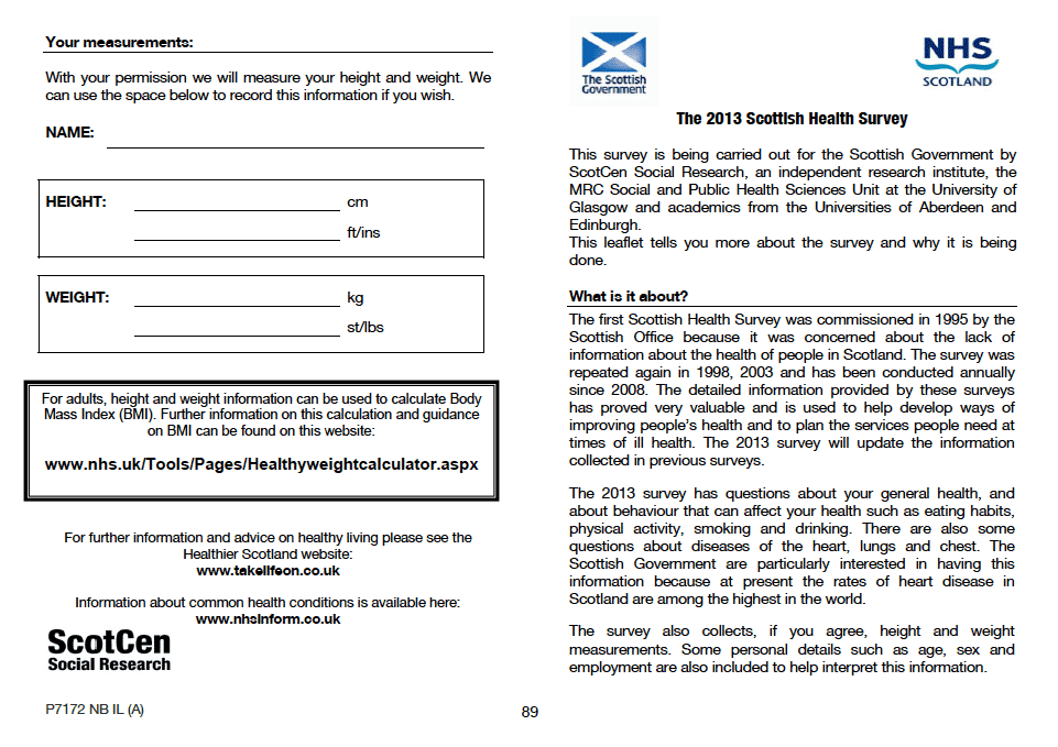 Information Leaflet for Adults (Version A sample – no biological module)
