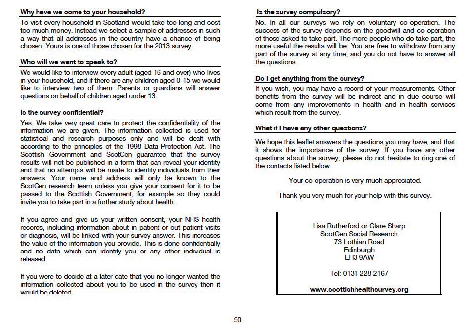 Information Leaflet for Adults (Version A sample – no biological module)