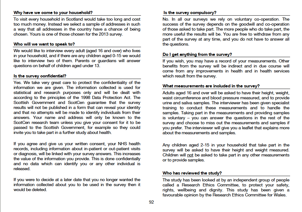 Information Leaflet for Adults (Version B sample – eligible for biological module)
