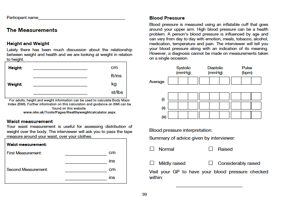 Measurement Record Card