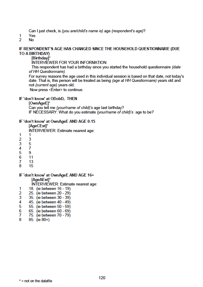 Household questionnaire, individual and biological module questionnaires